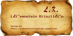Lövenstein Krisztián névjegykártya